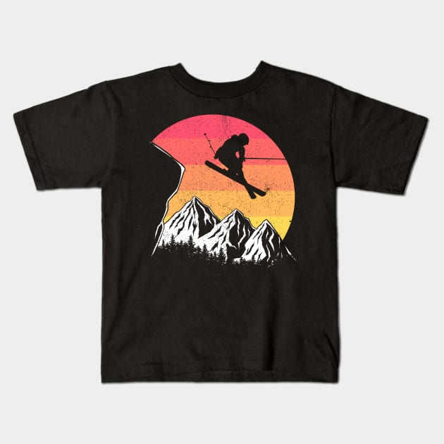 Vintage alpine skiing Kids T-Shirt by Sachpica